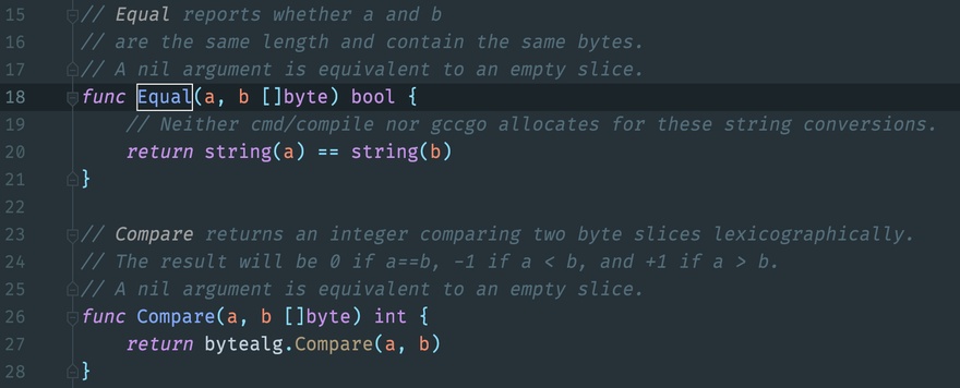 Golang bytes 两函数 Compare、Equal 的性能比较